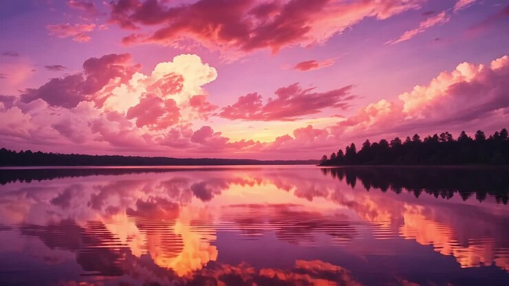Sunset Reflections on a Tranquil Lake