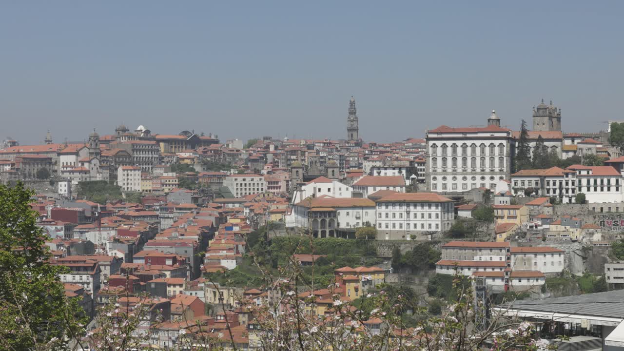 View of Porto city with blue sky in background, Portugal