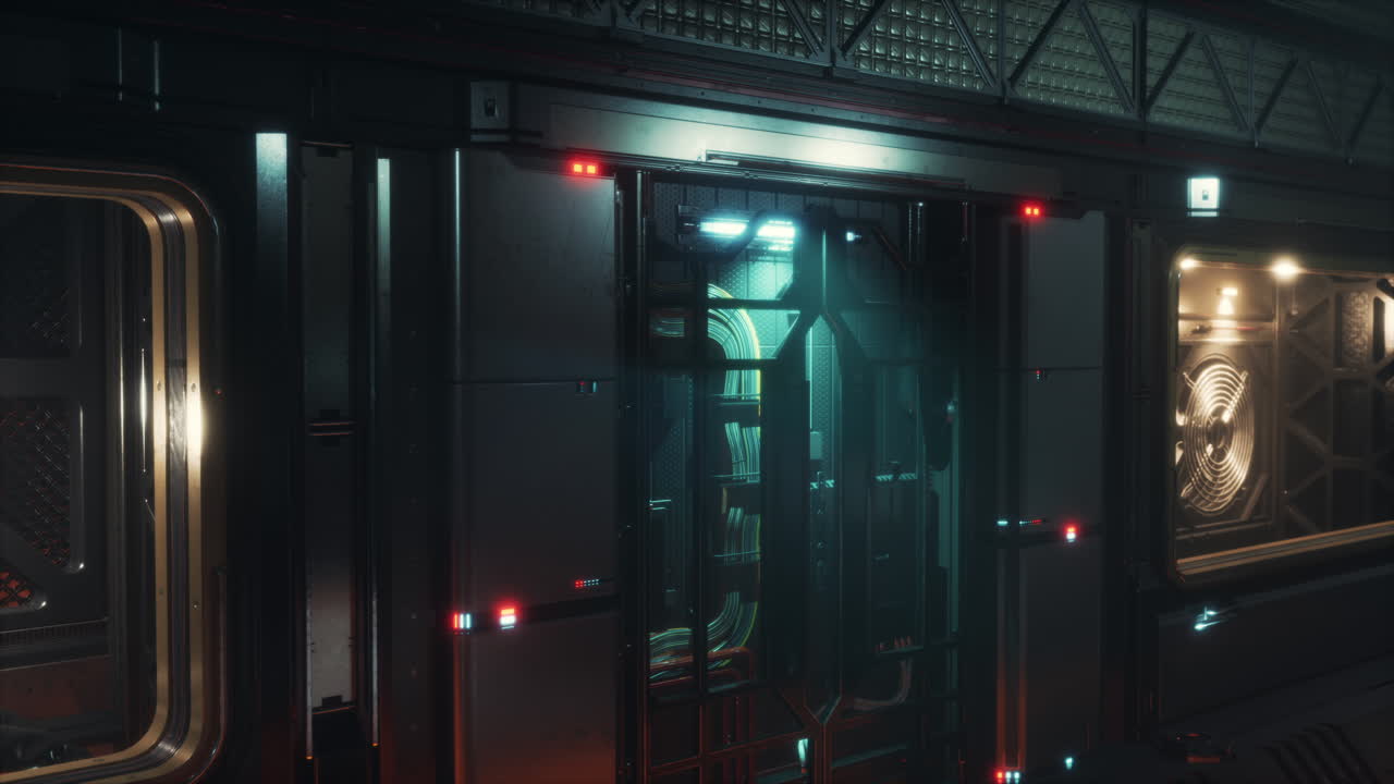 canales metálicos de ciencia ficción en naves espaciales