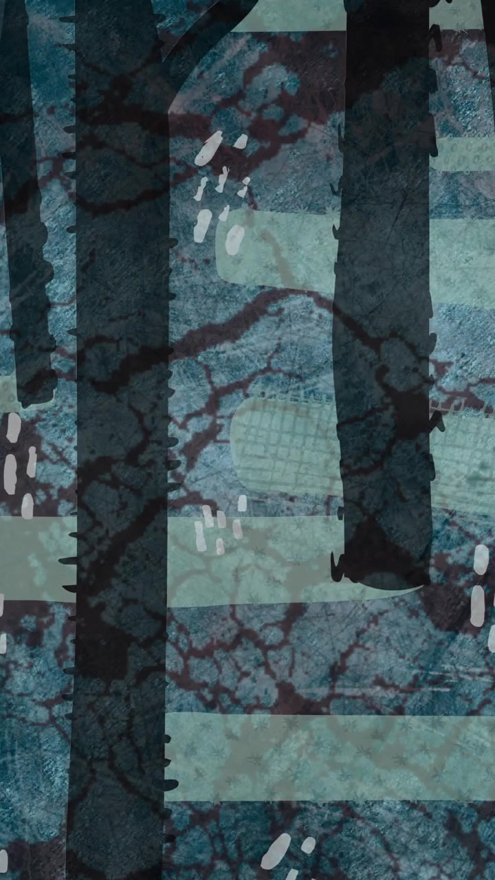 Animation av trädstammar mot texturerad blå bakgrund