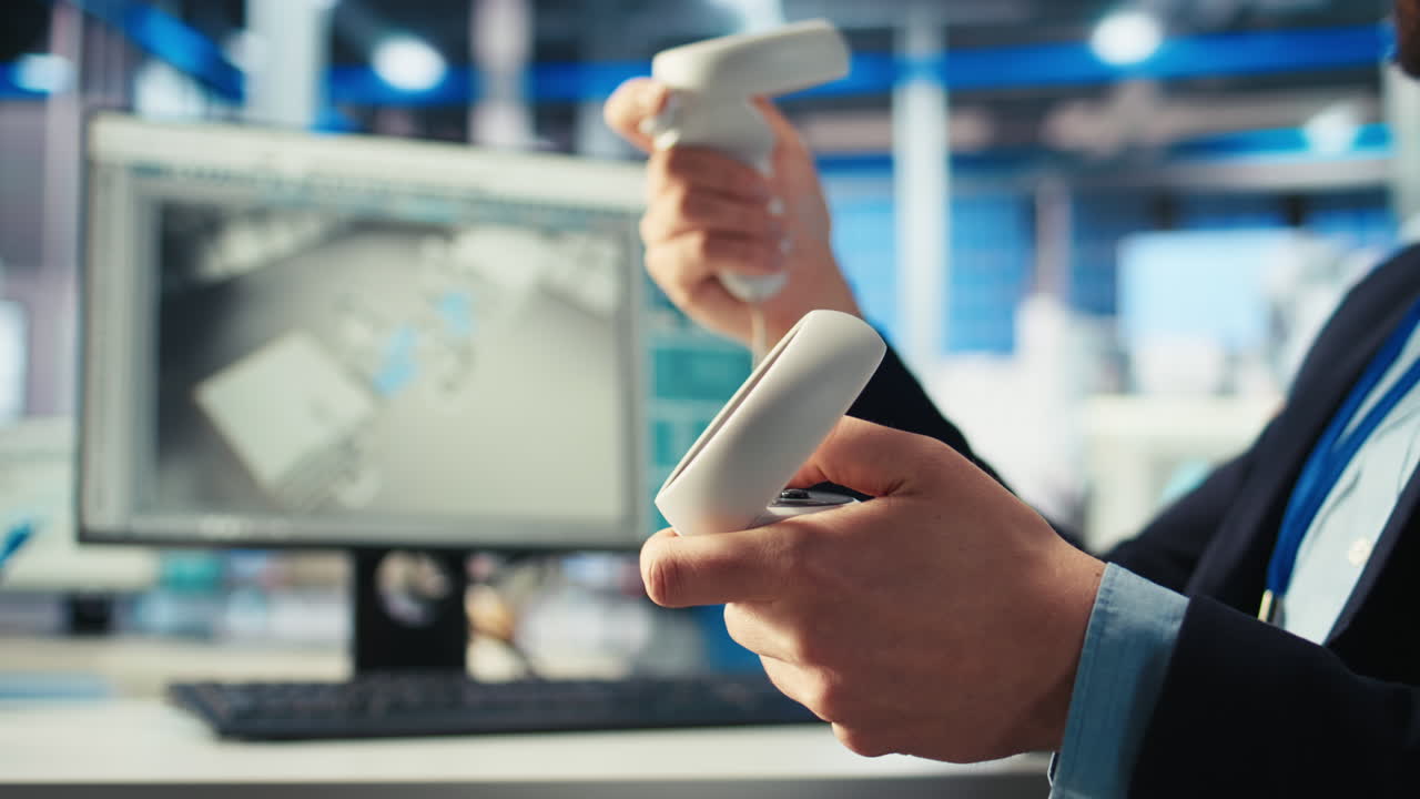 ingeniero en plantas de paneles solares que utilizan vr para optimizar diseños utilizando software cad