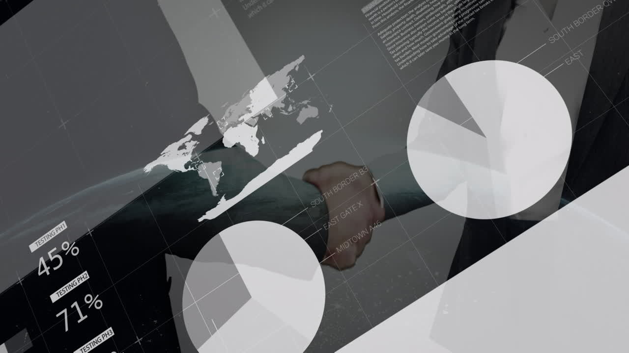 animación de gráficos y datos sobre el apretón de manos