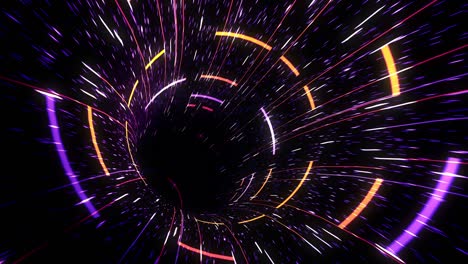 un túnel de energía abstracta en el espacio infinito. viaje en el tiempo usando agujero de gusano.