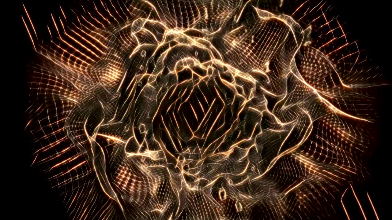 디지털 여행 터널의 예술적 빛 황금 라인 추상 애니메이션