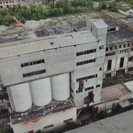 abandoned industrial building. ruins of an old factory. aerial view