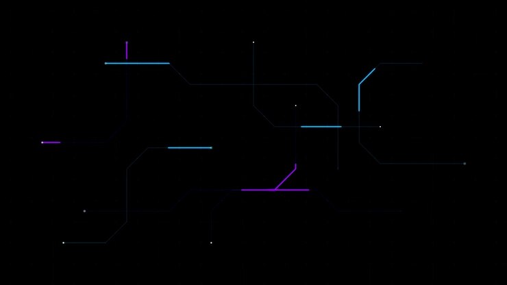Abstract Digital Circuit Board Animation with Glowing Data Lines