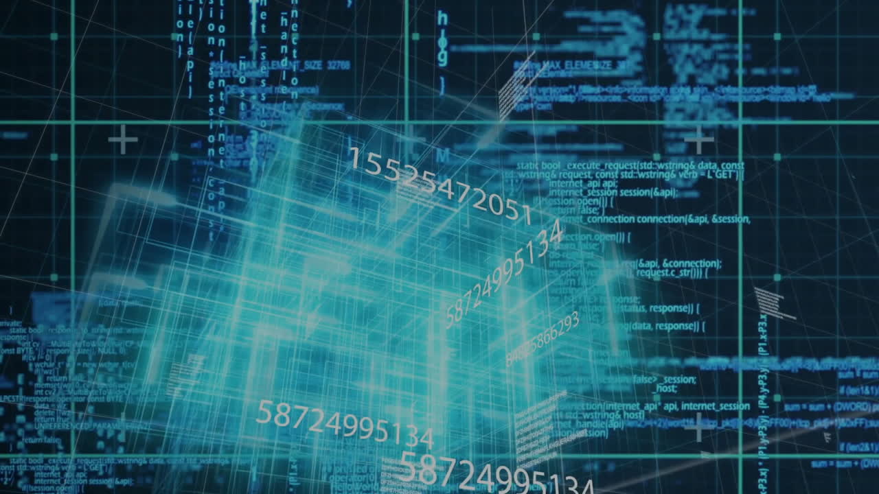 animación del procesamiento de datos sobre un fondo negro