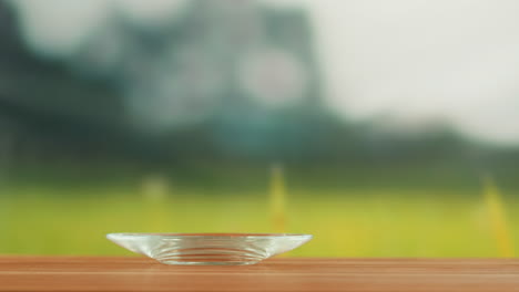 hot tea in a glass cup outdoors