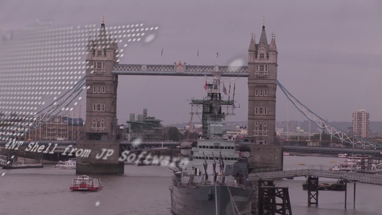 런던 시내 풍경에서 금융 데이터 처리의 애니메이션