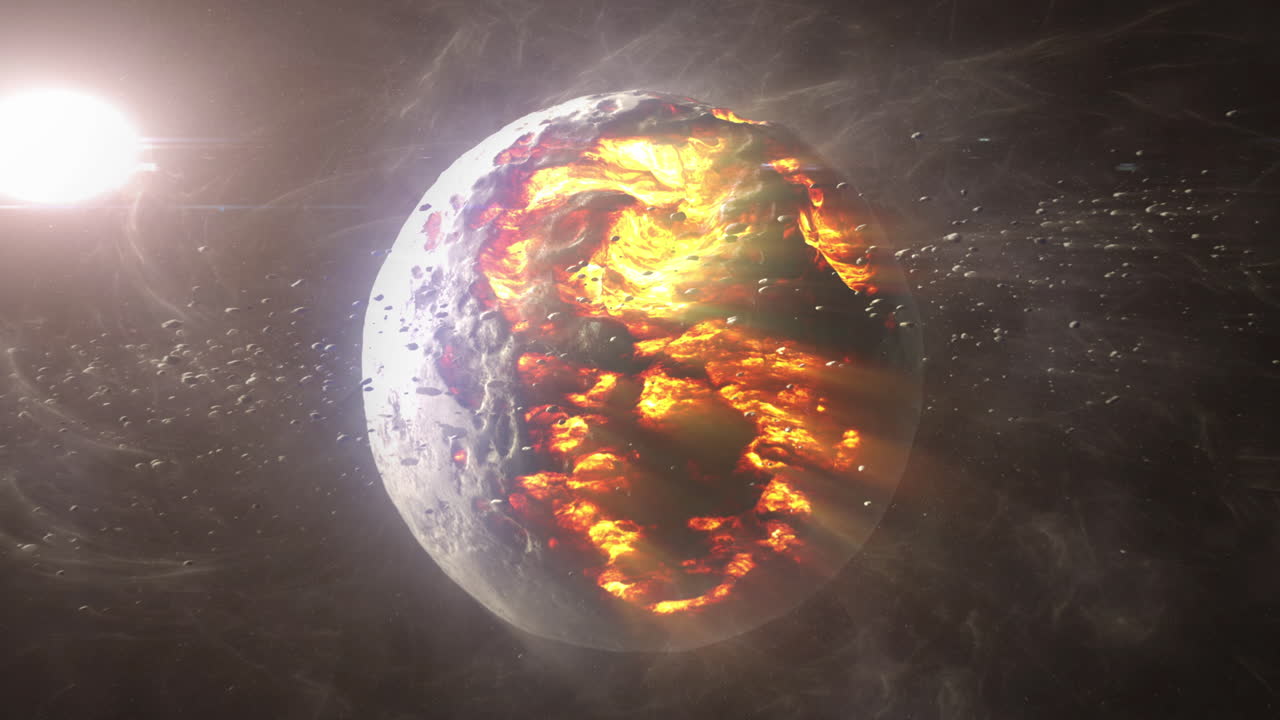 A planet being destroyed by an asteroid collision