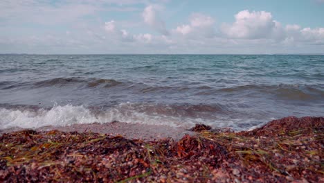 ocean waves crashing on the beach on a sunny day in slow motion