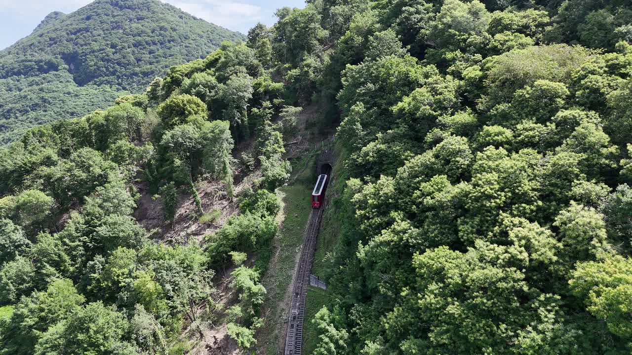 Monte Bre Lugano Switzerland. incline railway drone,aerial