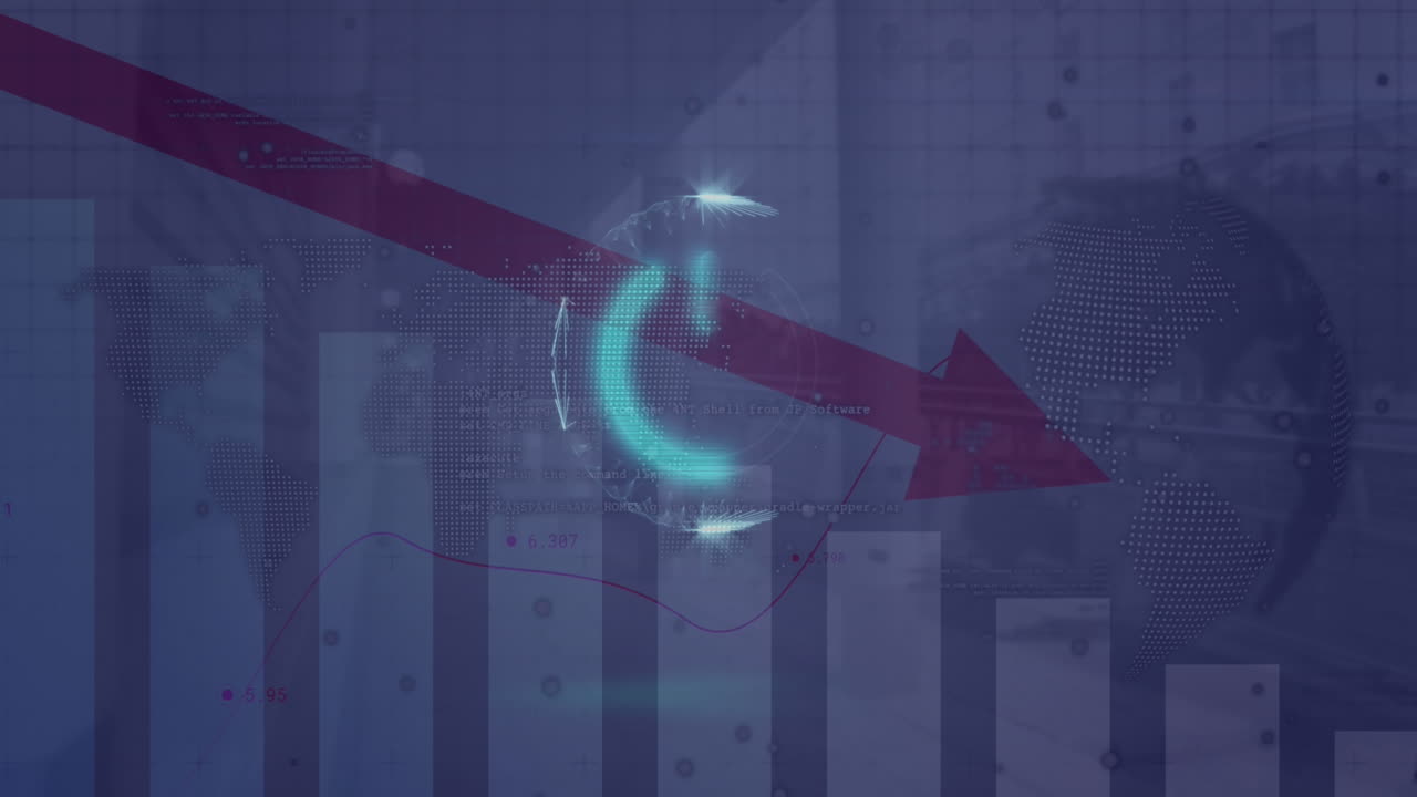 회전하는 지구에 대한 통계 데이터 처리에 대한 전원 버튼의 애니메이션