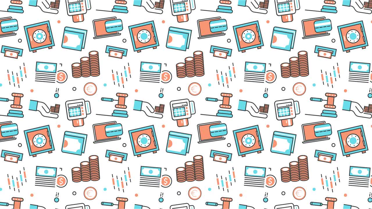 modern seamless pattern texture background of flat e-commerce, shopping icons