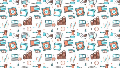 moderno patrón sin costuras de textura de fondo de comercio electrónico plano, iconos de compras