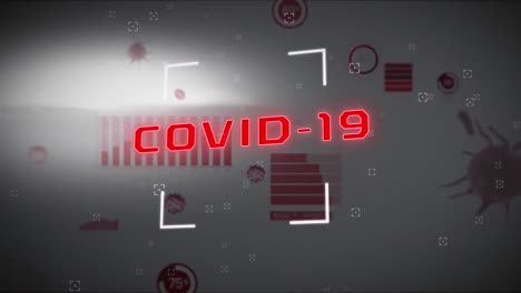 Animation-Von-Schwebenden-Covid-19-Zellen-Und-Text-Mit-Statistikaufzeichnung-Auf-Grauem-Hintergrund