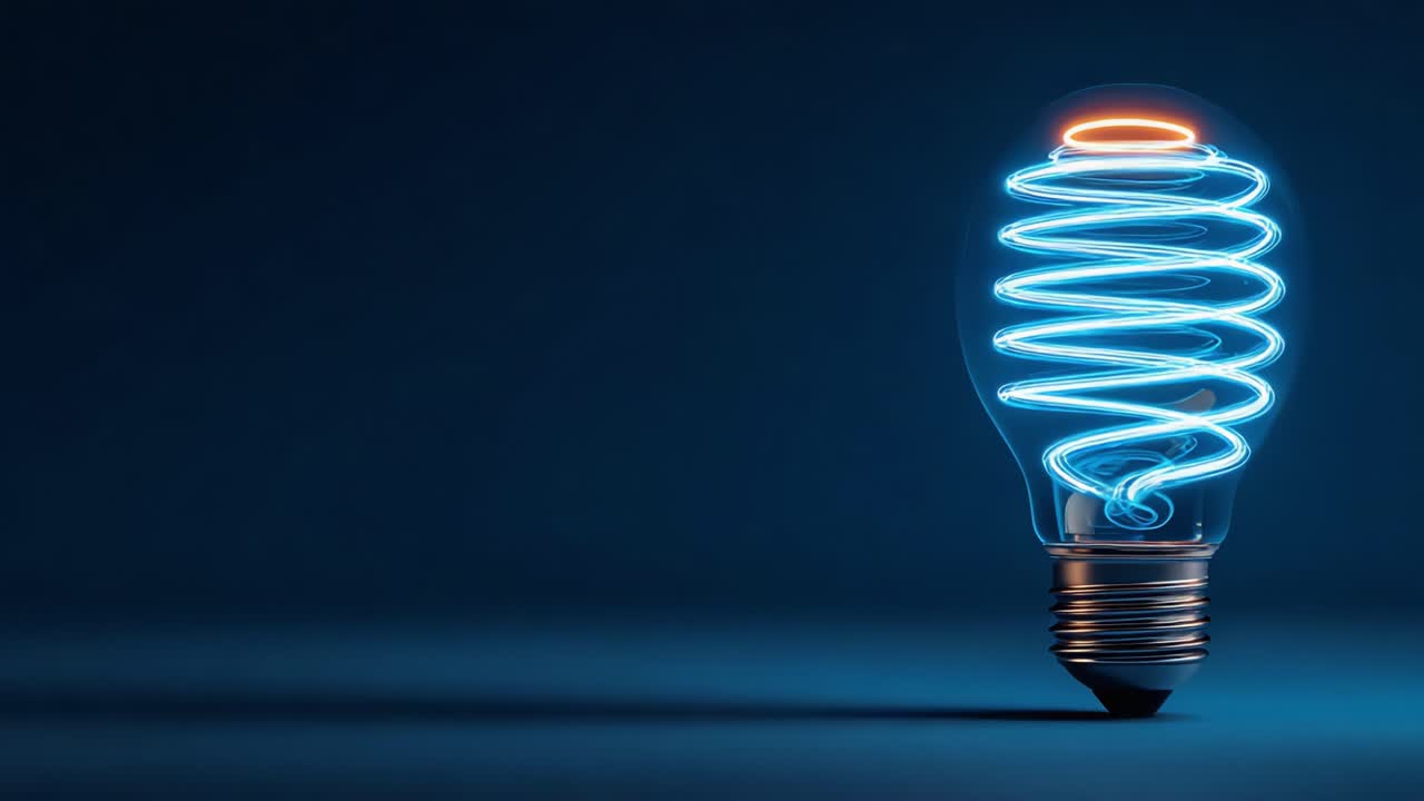 Illuminating Progress: A Stunning Transformation of a Unique Lightbulb Showcasing the Transition from Neon Blue to Warm Yellow Glow