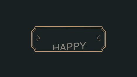 retro happy new year text in frame on black gradient