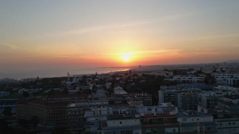 Aerial-wide-landscape-view-of-the-coastal-city-of-Cascais-in-Portugal