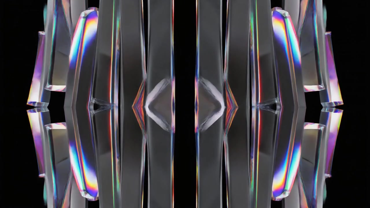 Abstract Animation of Moving Glass Prisms with Rainbow Light Refraction