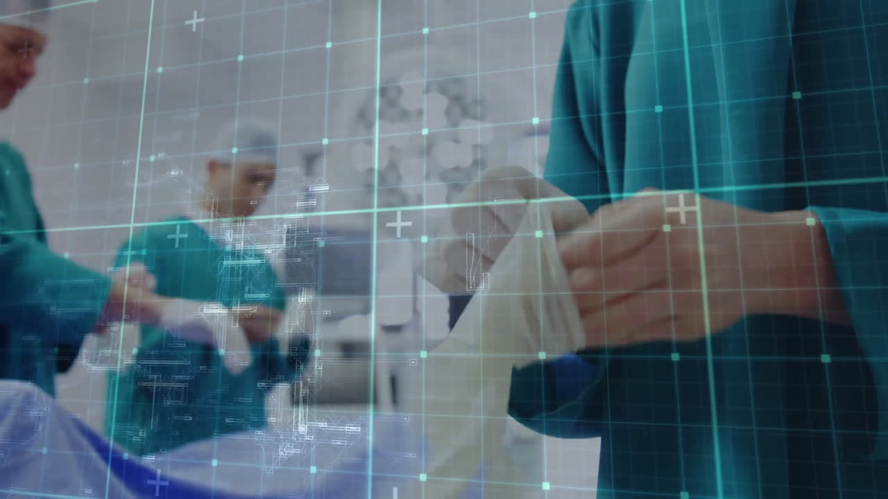 병원의 다양한 외과 의사에 대한 데이터 처리의 애니메이션