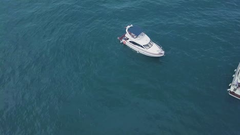 aerial view of a yacht on the ocean