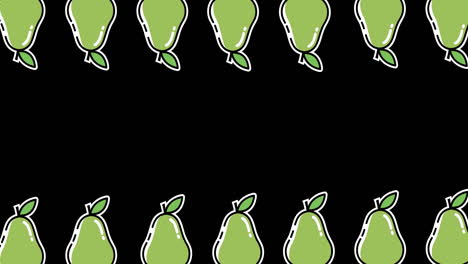 animation of multiple pear icons on black background