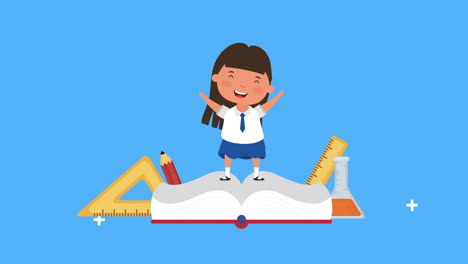 de vuelta a la temporada escolar con el libro y la chica