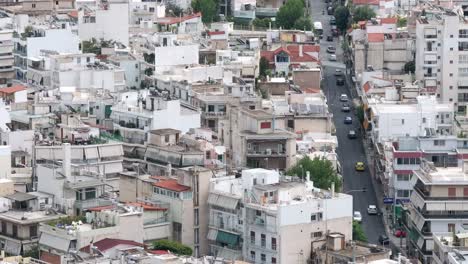 atenas aerial del centro de la ciudad, vista panorámica de edificios y avenida con automóviles