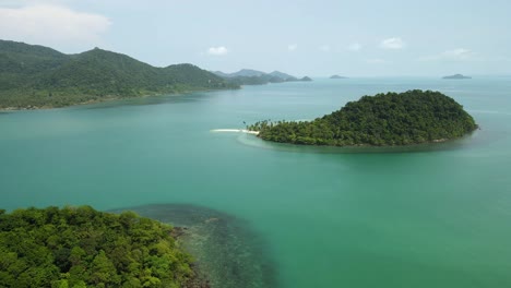 aerial drone fly over tropical islands in thailand