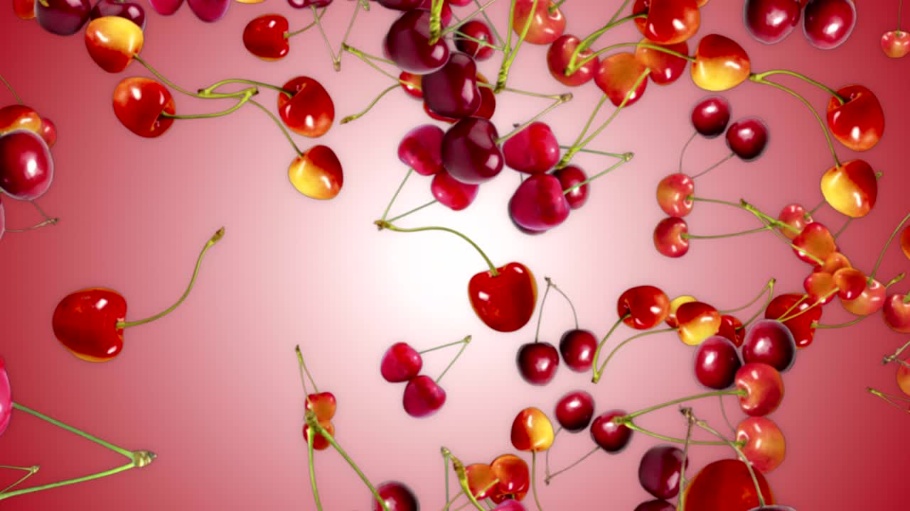 fondo de cerezas caídas, bucle, con canal alfa