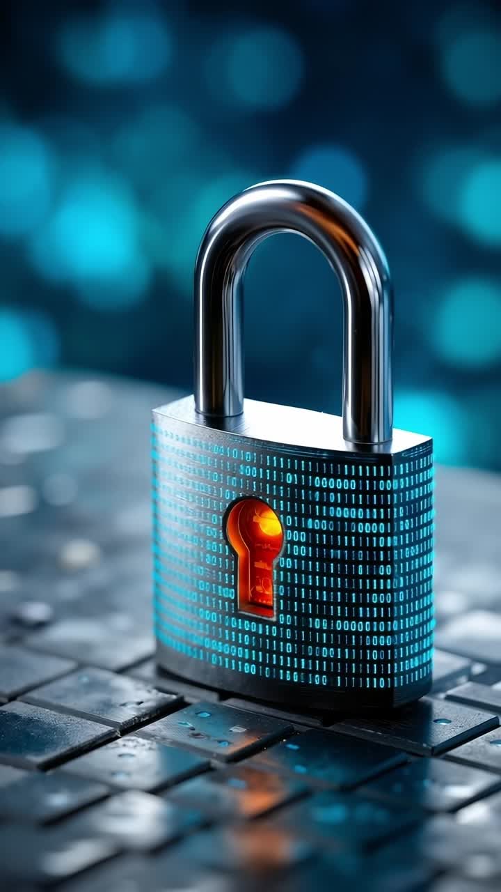 A padlock sitting on top of a laptop computer keyboard