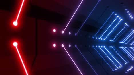 neon tunnel with red and blue lines