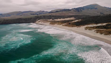 windy morning in otago peninsula aerial
