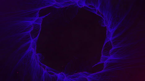 animación de anillo de red rosa y azul moviéndose sobre fondo negro