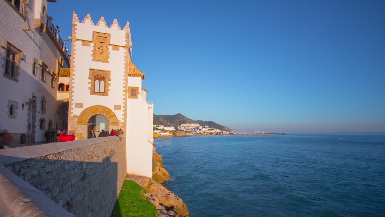 시테즈 선 라이트 코스트 교회 벽 4k 타임 스 스페인