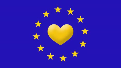yellow stars spinning over broken heart against blue background