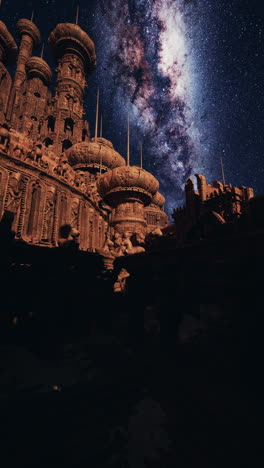 an ancient castle under the milky way