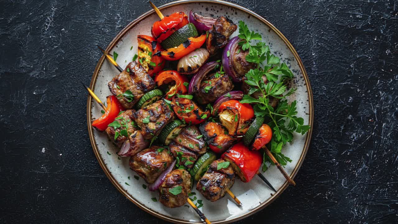 Salchichas de carne a la parrilla con verduras