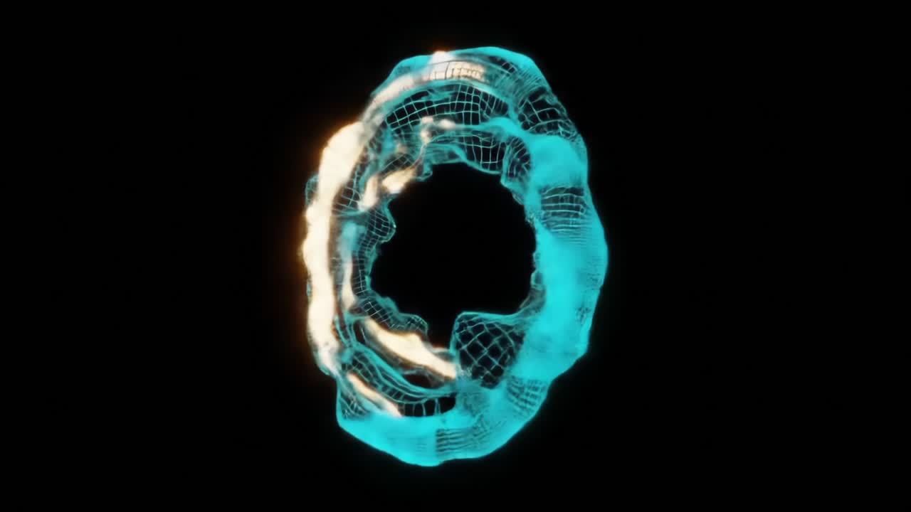 Dynamic 3D Visual Representation of Geometric Shapes with Glowing Edges Transitioning Through a Radial Perspective in a Dark Environment