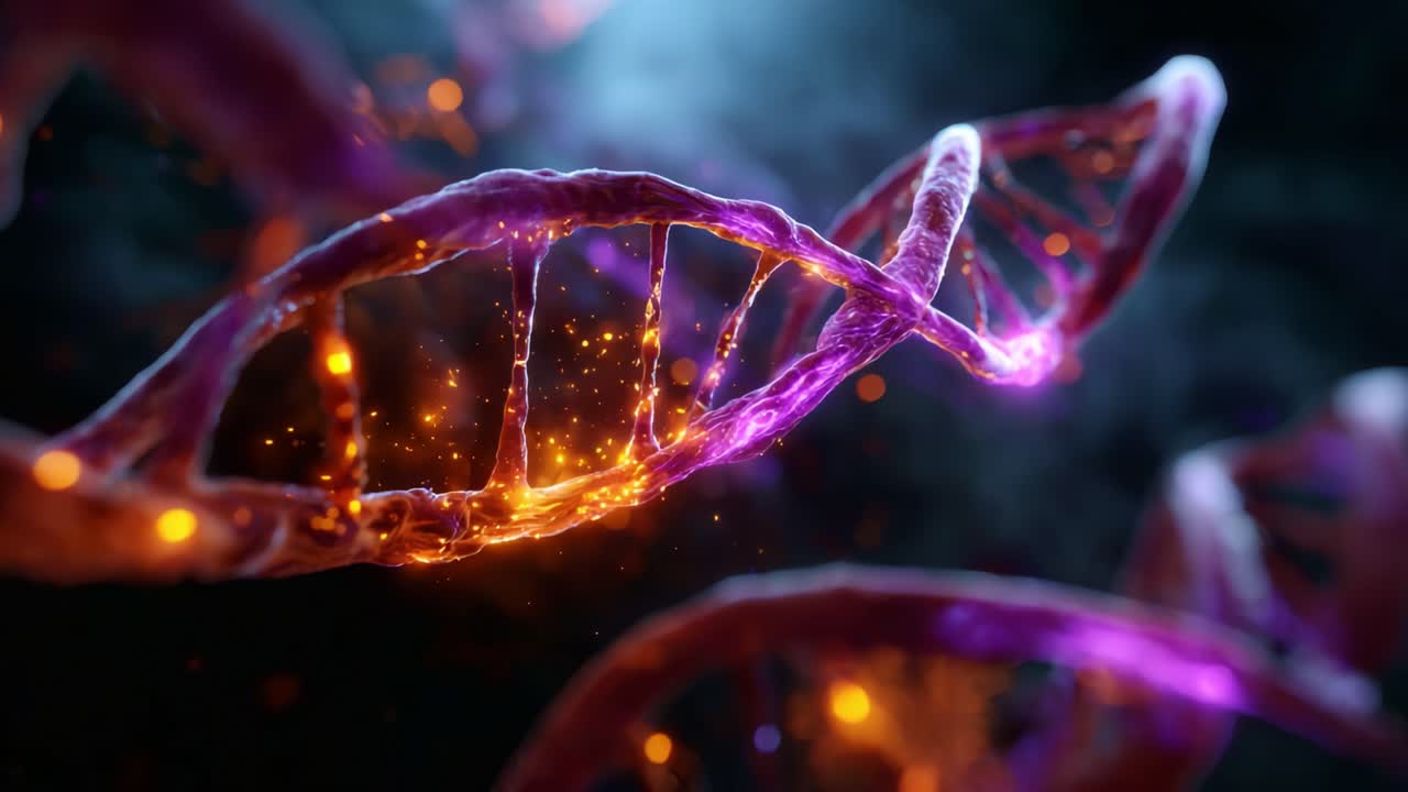 Dynamic Visualization of DNA Structure Highlighting Molecular Complexity and Genetic Information in an Artistic Abstract Representation of Life's Blueprint