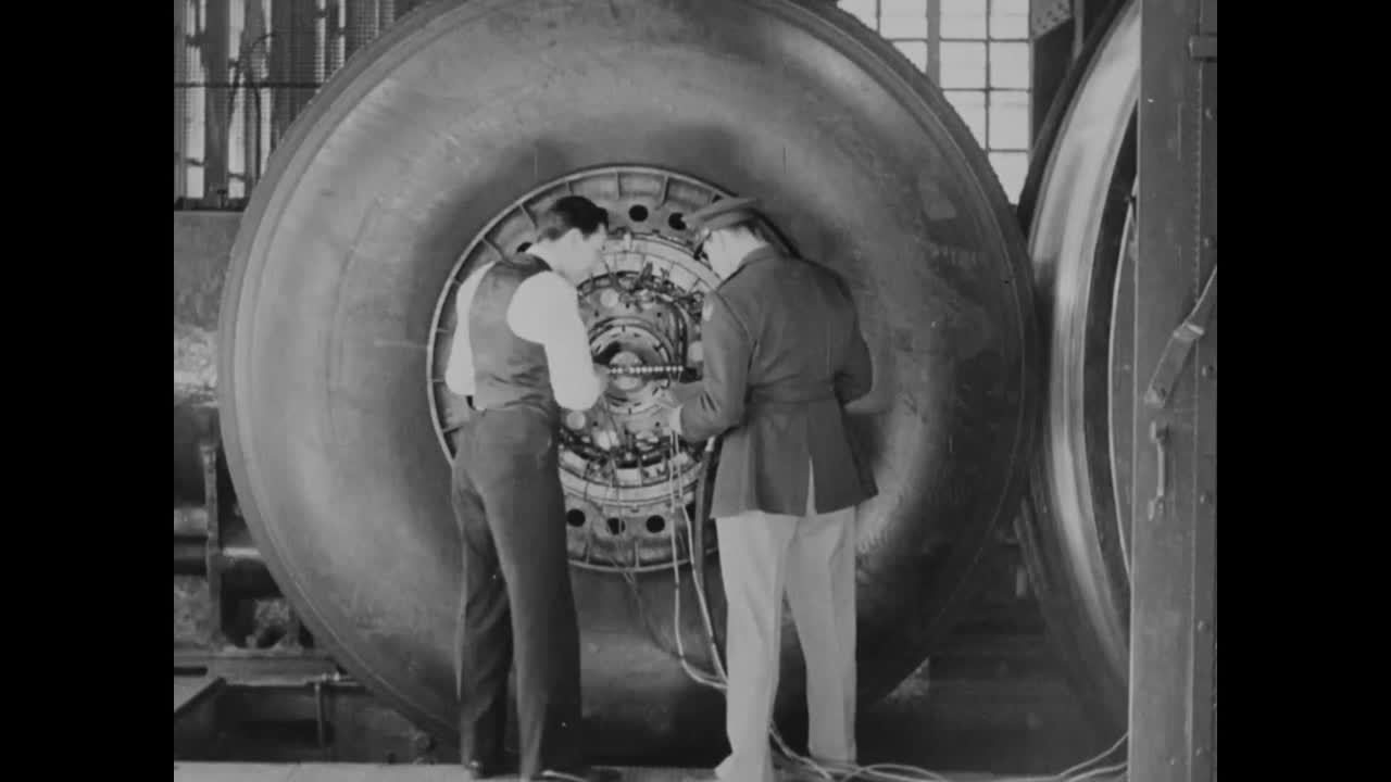 b29 비행기의 바퀴는 1940년대에 테스트를 거칩니다.