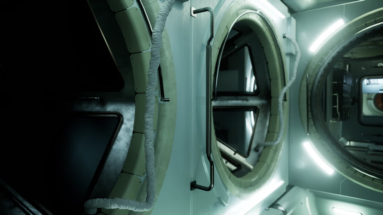 미래의 우주선 복도