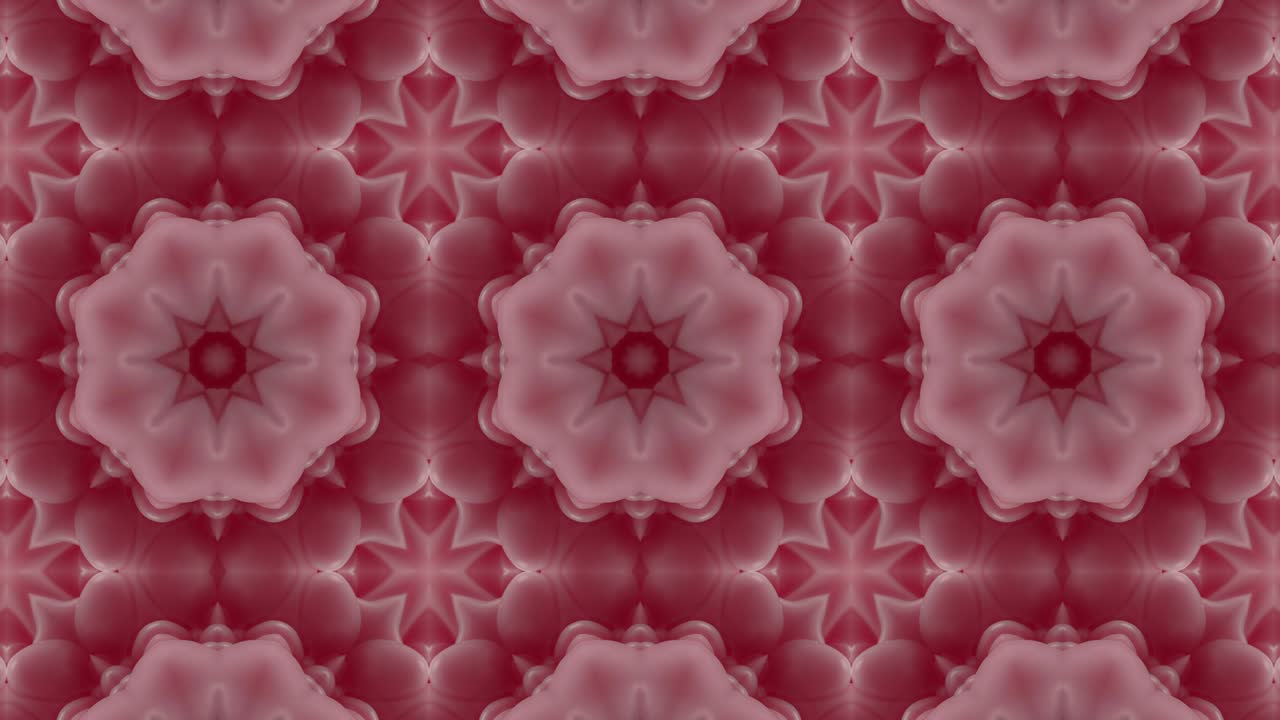 Sfondo decorativo astratto ornato in 3D in loop. Caleidoscopio ipnotico