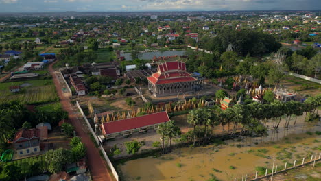 flock of birds dance around massive cambodian temple in southern siem reap