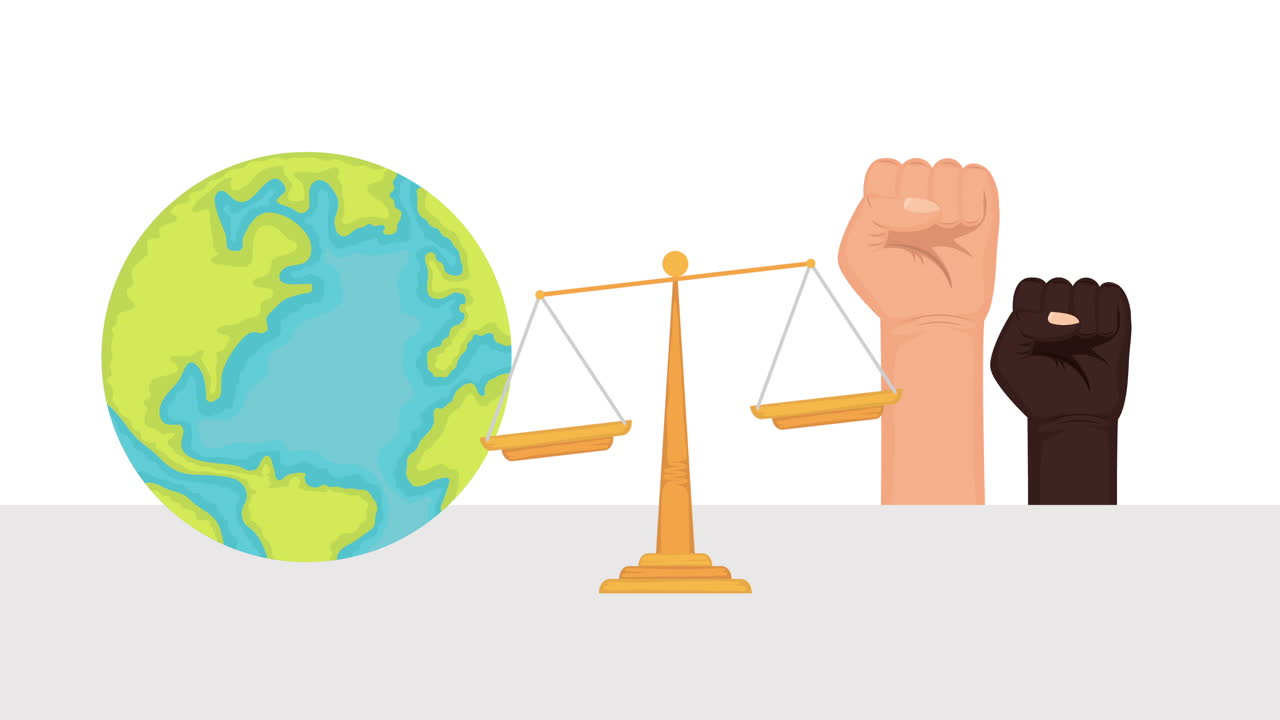 세트 아이콘을 가진 인권 애니메이션