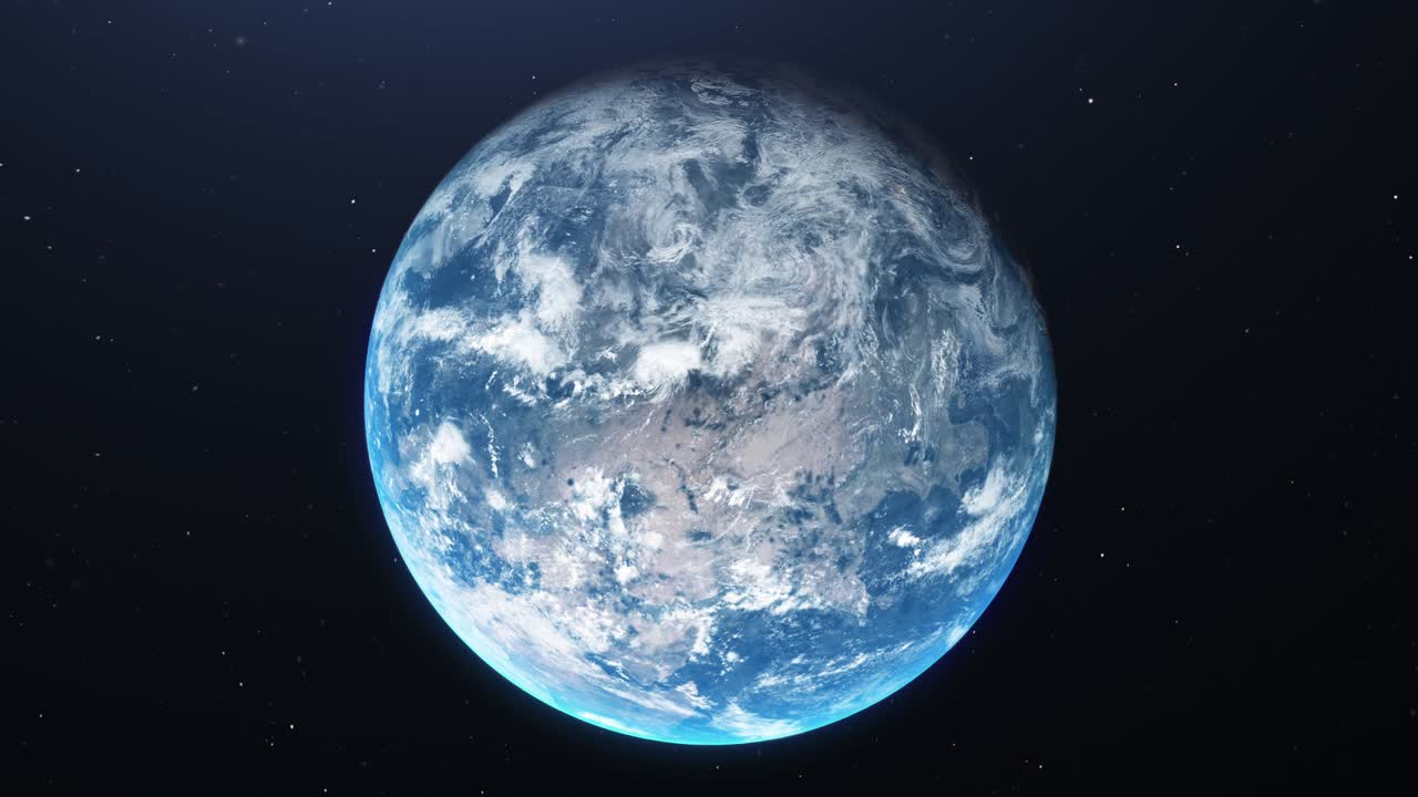 지구의 밤과 낮 - 현실적인 지구 우주에서 도시 불빛과 해가 뜨는 - 영화적 현실적인 우주에서 회전하는 지구