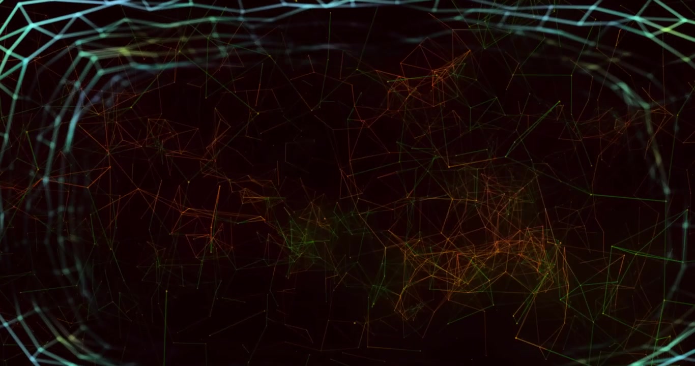 Animation af forbindelsesnetværk over sort baggrund