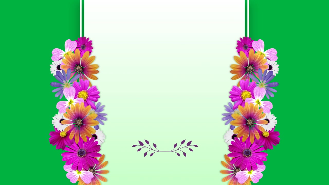 Floral Frame Animation on Green Screen Background