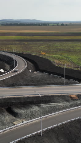 aerial view of a highway interchange and rural landscape
